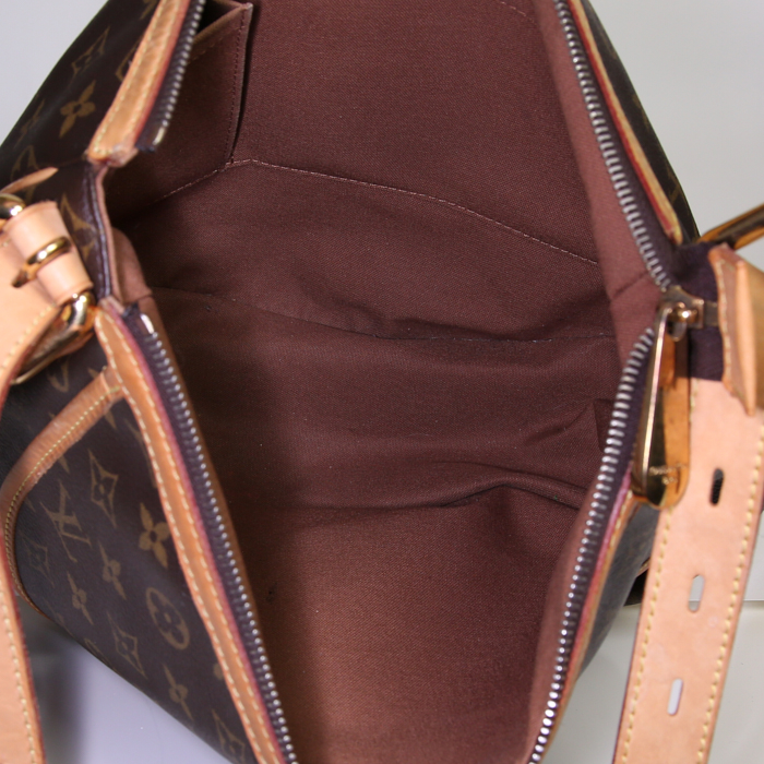 Borsa Louis Vuitton Tulum in tela monogram marrone e pelle naturale - Detail D2