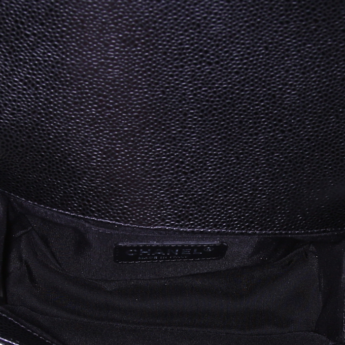 Borsa a tracolla Chanel Mini Boy modello piccolo in pelle martellata e trapuntata nera - Detail D3