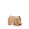 Chanel Mini Boy small model shoulder bag in beige quilted grained leather - 00pp thumbnail