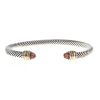 Rigid open David Yurman Cable Classique bracelet in silver,  9 carats yellow gold and colored stones - 00pp thumbnail