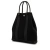 Shopping bag Hermes Garden in tela nera e pelle nera - 00pp thumbnail