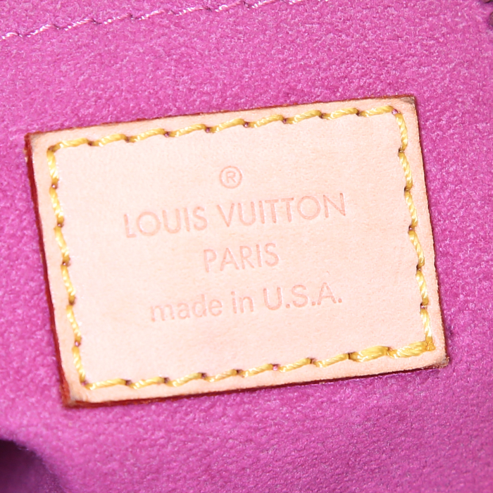 Sac à main Louis Vuitton Baggy en toile denim monogrammée rose et cuir naturel - Detail D3