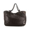 Prada Lux Chain shopping bag in brown glittering leather - 360 thumbnail