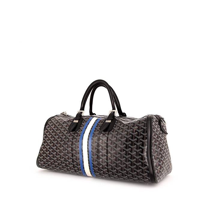 Canvas & Black Leather Mini Croisiere Handbag. Goyard.