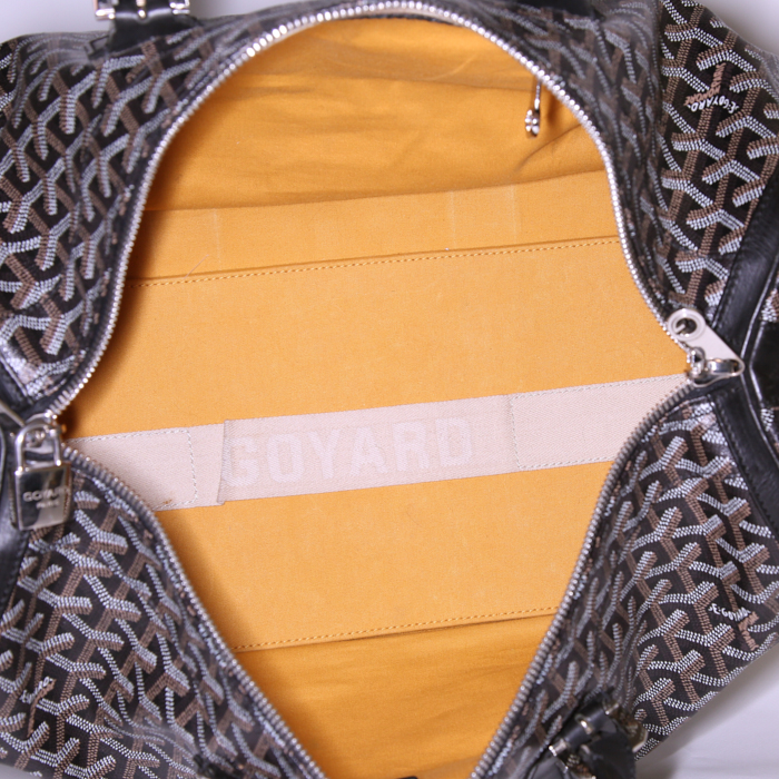 Bolsa de viaje Goyard 24h Croisière en lona Monogram negra y cuero negro - Detail D2