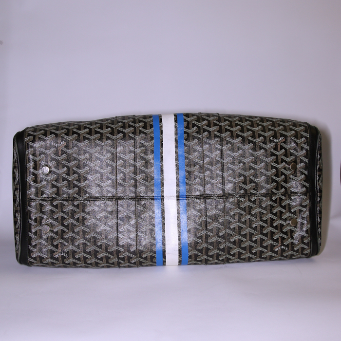 Goyard 24h Croisière travel bag in black monogram canvas and black leather - Detail D4