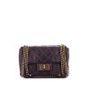 Chanel 2.55 handbag in purple quilted leather - 360 thumbnail