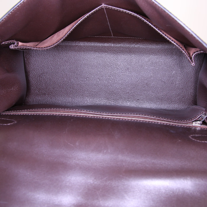 Hermes Kelly 32 cm handbag in brown ebene box leather - Detail D3
