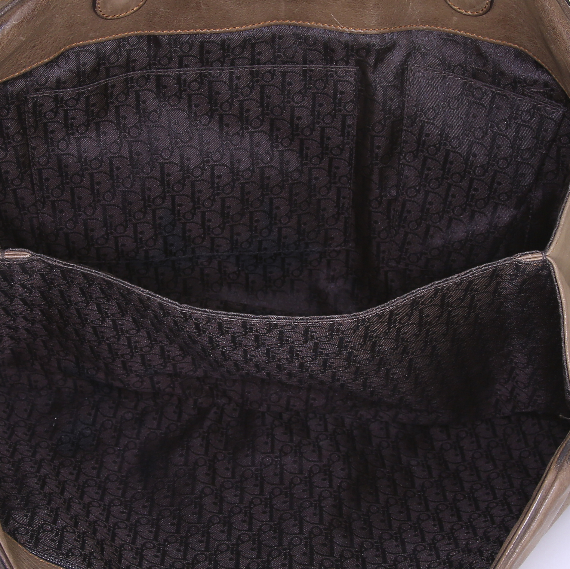 Sac porté épaule ou main Dior Gaucho en cuir marron et jonc marron-caramel - Detail D2