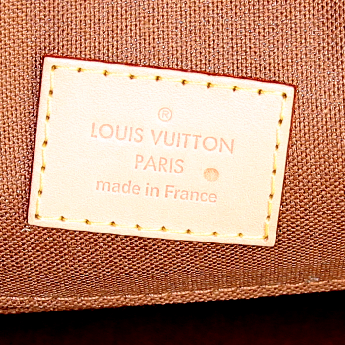 Shopping bag Louis Vuitton Louis Vuitton Sac Plat in tela monogram cerata e pelle naturale - Detail D4
