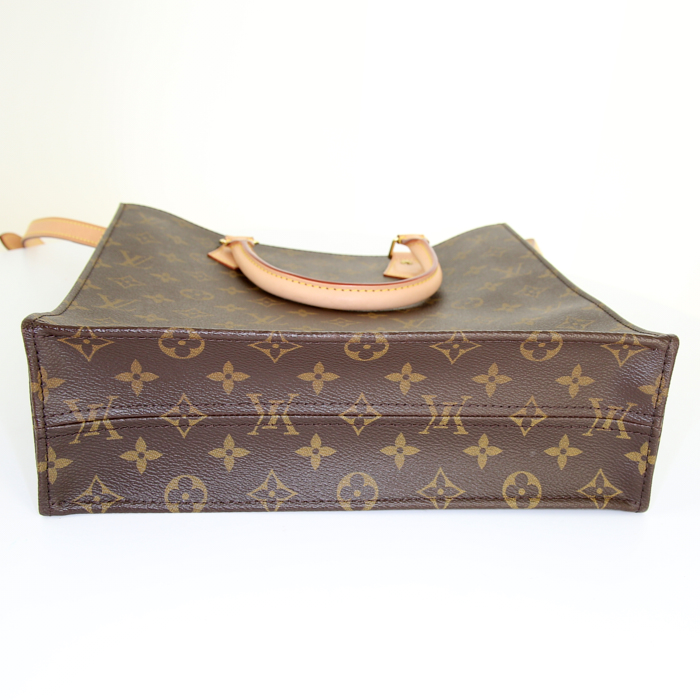 Louis Vuitton Louis Vuitton Sac Plat shopping bag in monogram canvas and natural leather - Detail D5