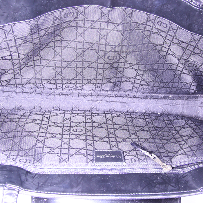 Bolso Cabás Dior Vintage en lona negra y charol negro - Detail D2