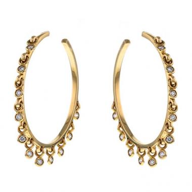 Orecchini a cerchio Dior Coquine modello grande in oro giallo e diamanti