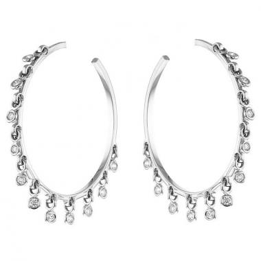 Paire de créoles Dior Coquine grand modèle en or blanc et diamants