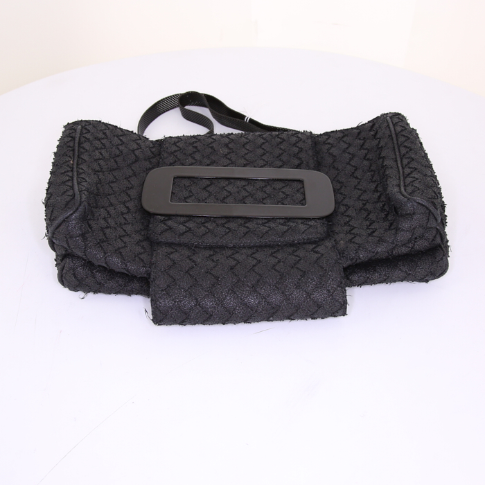 Sac/pochette Bottega Veneta en toile noire et plexiglas noir - Detail D4