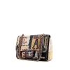 Chanel Timeless jumbo handbag in blue multicolor denim canvas and brown leather - 00pp thumbnail