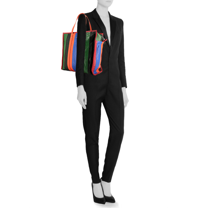 【関税&送料込】Balenciaga Multicolor Leather Small Barbes S Balenciaga Black/White/Pink Striped Leather Small Barbes