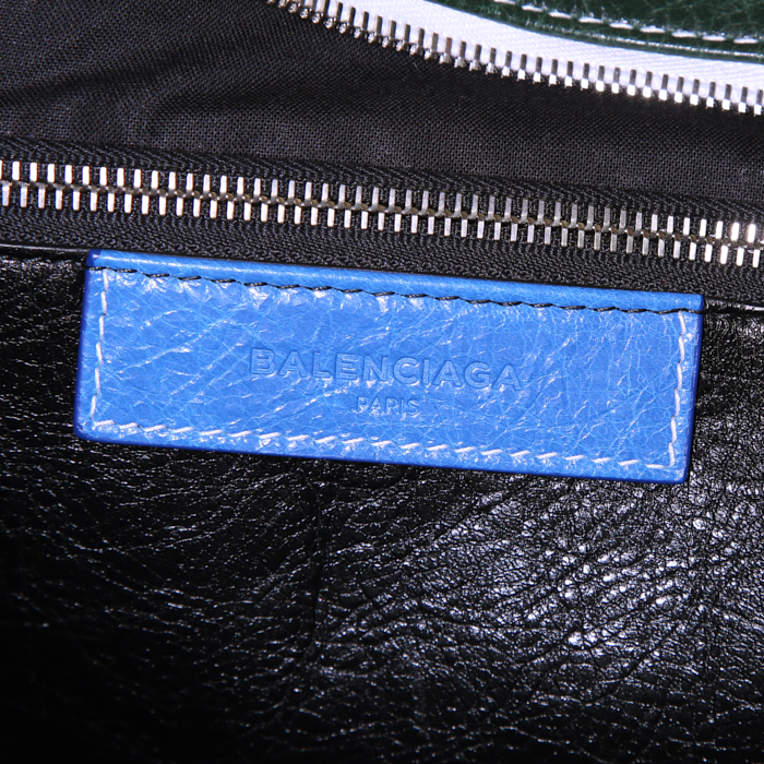 Sac cabas Balenciaga Bazar shopper en cuir multicolore bleu , vert orange et rouge - Detail D3