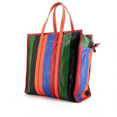 Sac cabas Balenciaga Bazar shopper en cuir multicolore bleu , vert orange et rouge