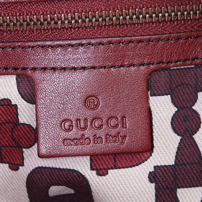 Gucci Babouska handbag in burgundy empreinte monogram leather and burgundy suede - Detail D3