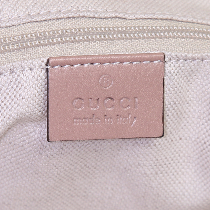 Borsa da spalla o a mano Gucci Sukey modello piccolo in tela beige e pelle beige rosato - Detail D4