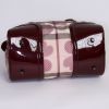 Burberry Heart Check handbag in beige and burgundy Haymarket canvas and burgundy patent leather - Detail D4 thumbnail