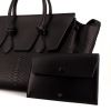 Bolso de mano Celine Tie Bag en piel de pitón negra y cuero negro - Detail D5 thumbnail
