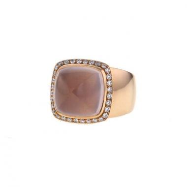 Fred Pain de Sucre medium model ring in pink gold,  diamonds and quartz