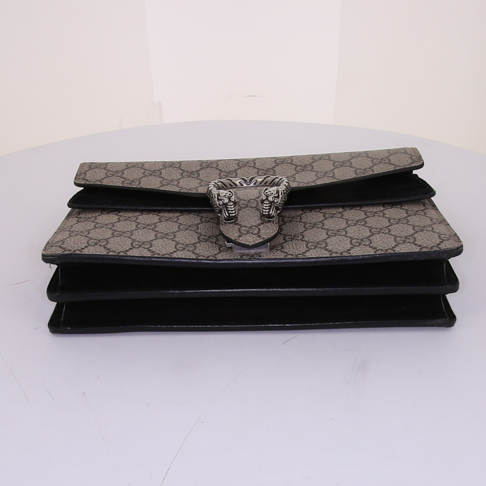 Gucci Dionysus shoulder bag in grey monogram canvas and black suede - Detail D5