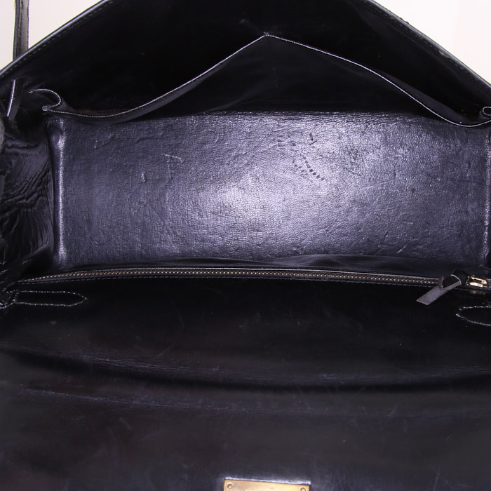 Bolso de mano Hermes Kelly 32 cm en cuero box negro - Detail D2