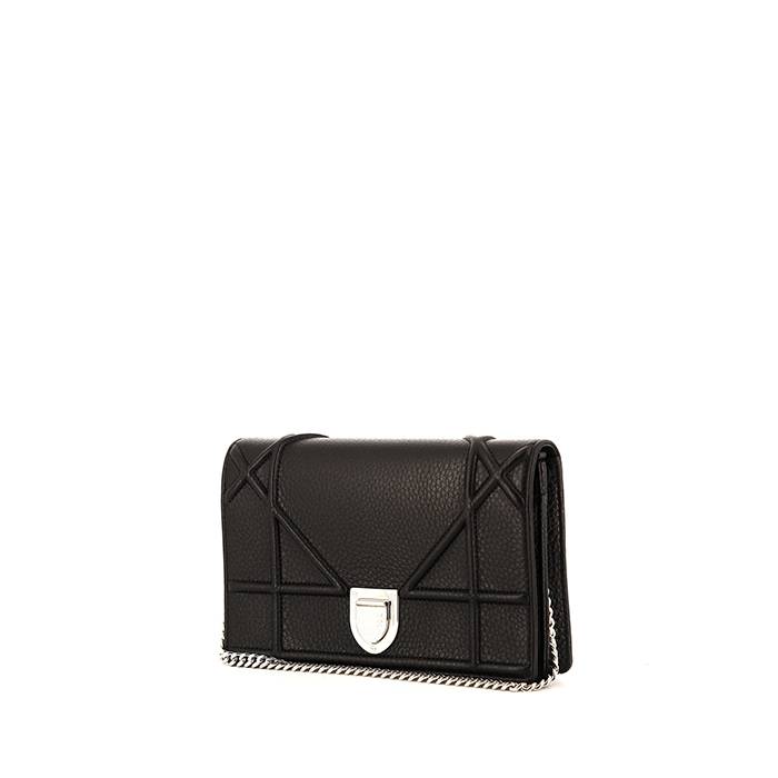 Bolso/bolsito Dior Diorama Wallet on Chain en cuero granulado negro