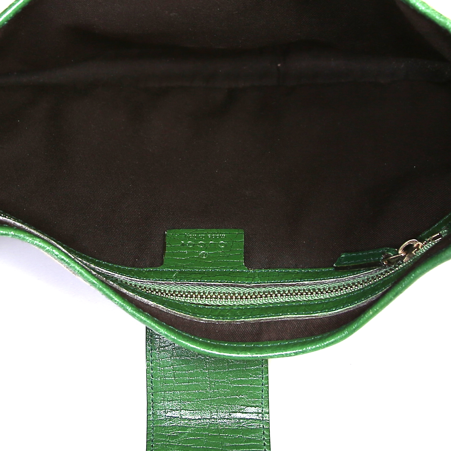 Borsa da spalla o a mano Gucci Gucci Vintage in tela monogram beige e pelle verde - Detail D2