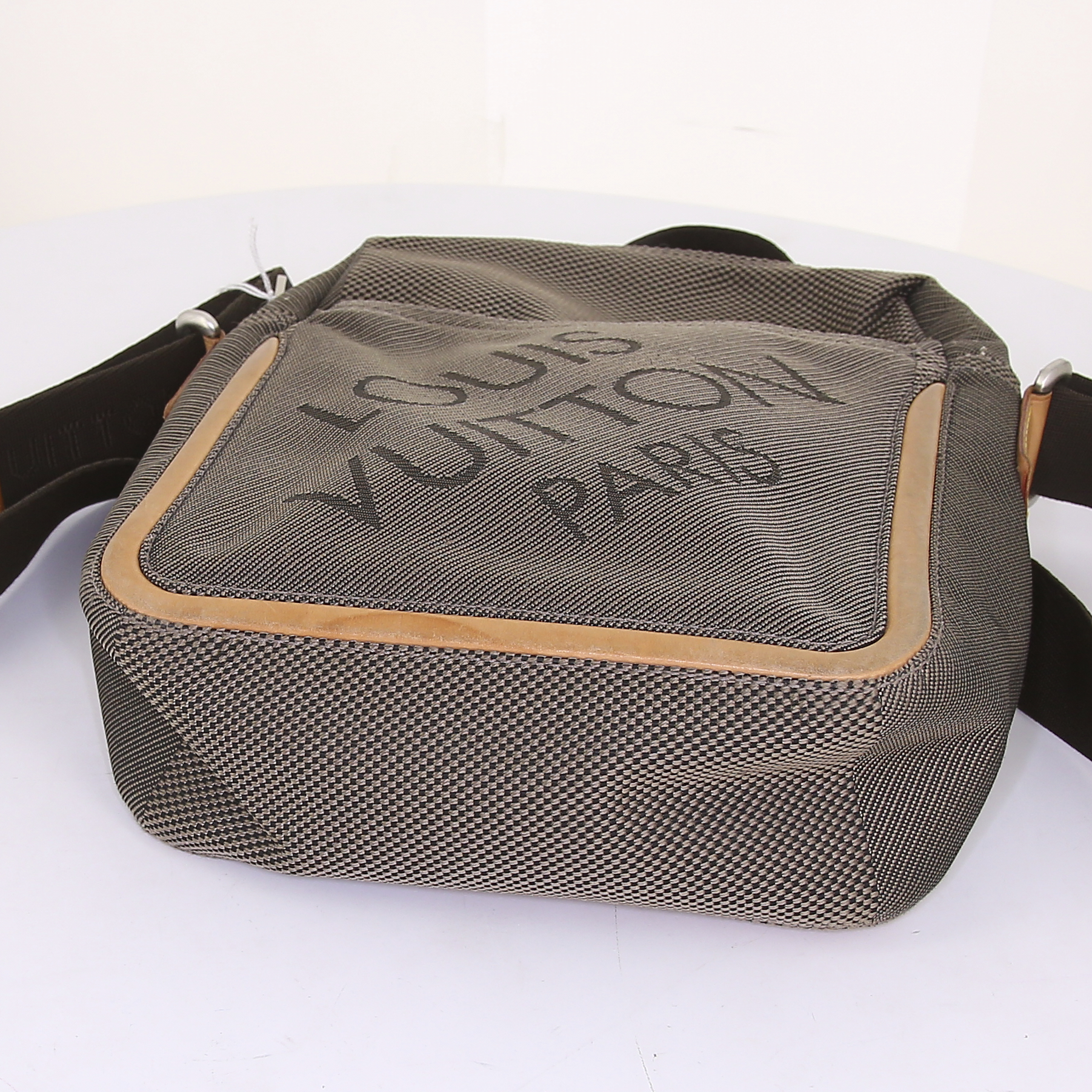 Borsa a tracolla Louis Vuitton Geant Citadin in tela grigia e pelle naturale - Detail D4