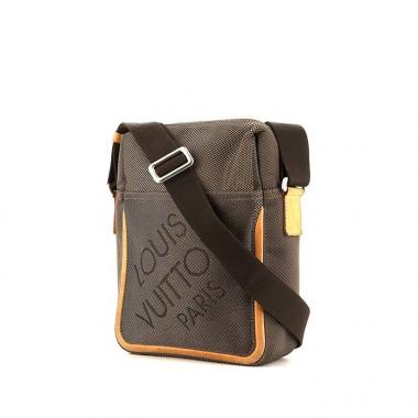 Borsa a tracolla Louis Vuitton Geant Citadin in tela grigia e pelle naturale