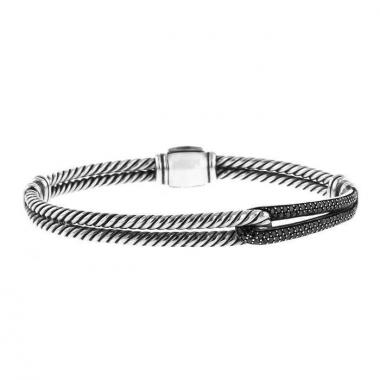 Bracciale semi-mobile David Yurman Labyrinth in argento e diamanti