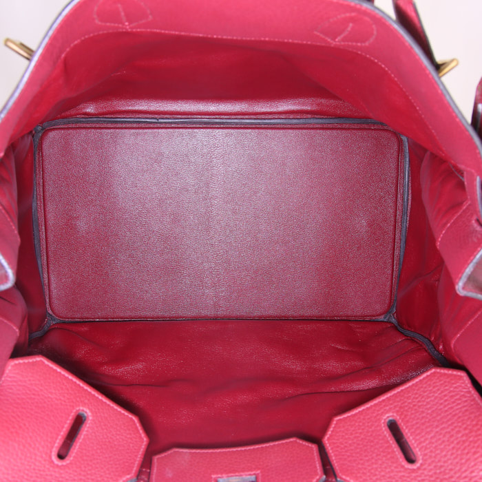Sac de week end Hermes Haut à Courroies en cuir togo bordeaux - Detail D2