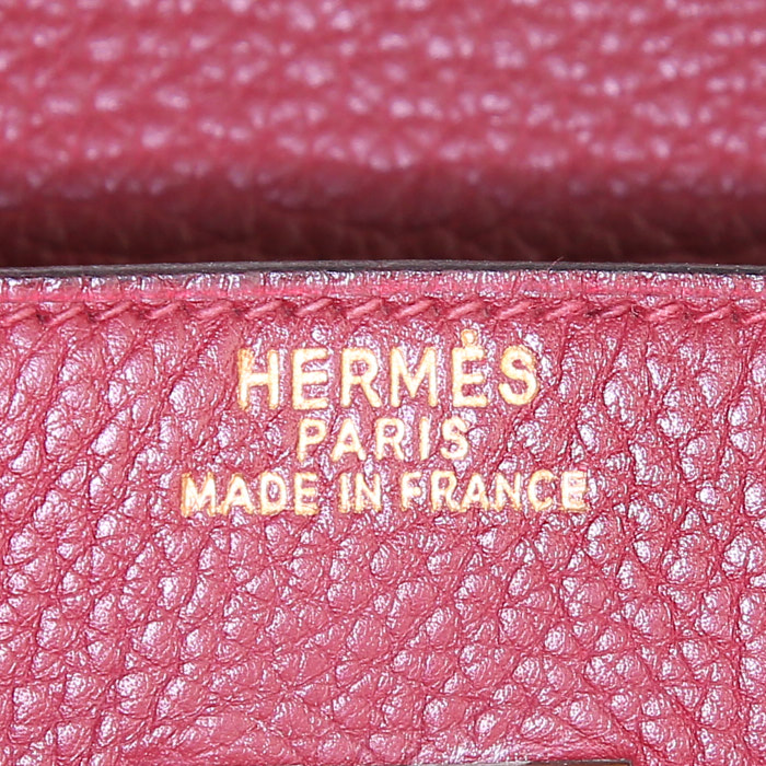 Borsa weekend Hermes Haut à Courroies in pelle togo bordeaux - Detail D3