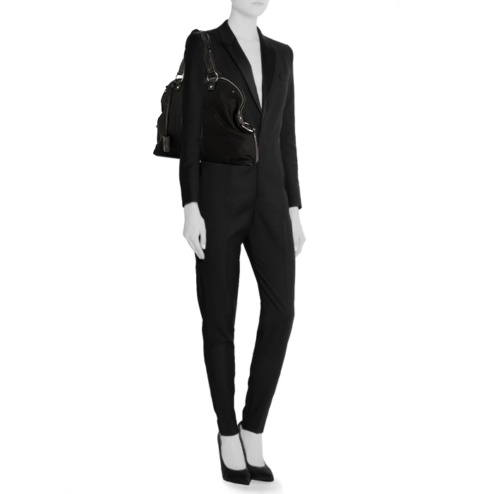 Yves Saint Laurent Muse large model handbag in black canvas and leather - Detail D1