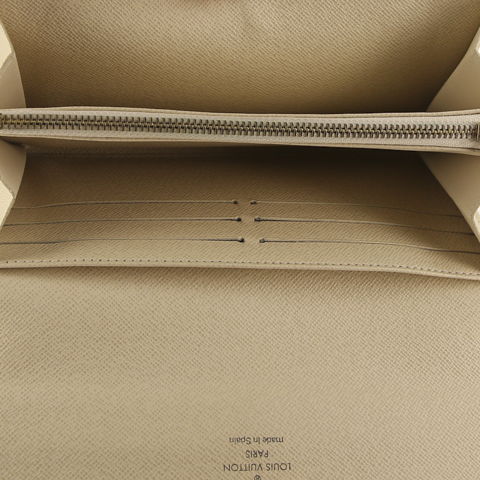 Louis Vuitton Sarah wallet in azur damier canvas and cream color leather - Detail D2