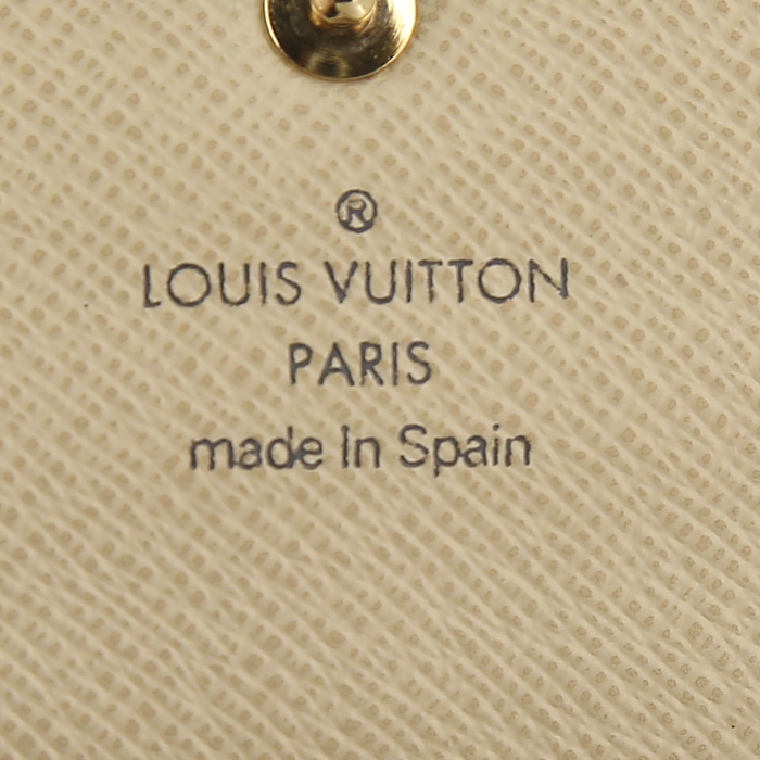 Portefeuille Louis Vuitton Sarah en toile damier azur et cuir crème - Detail D3