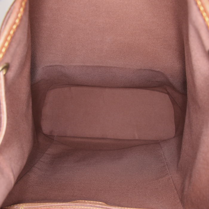 Sac à dos Louis Vuitton Montsouris Backpack en toile monogram marron et cuir naturel - Detail D2