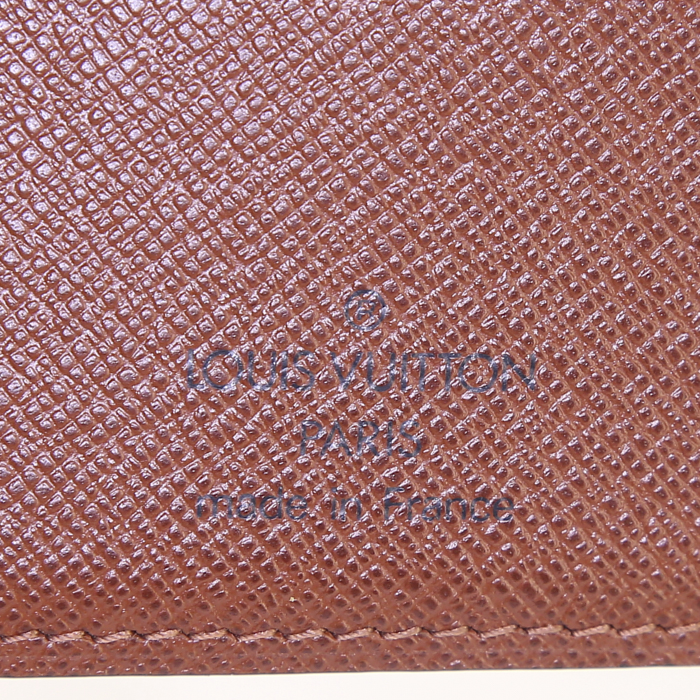 Portefeuille Louis Vuitton grand modèle en toile monogram marron et cuir marron - Detail D5