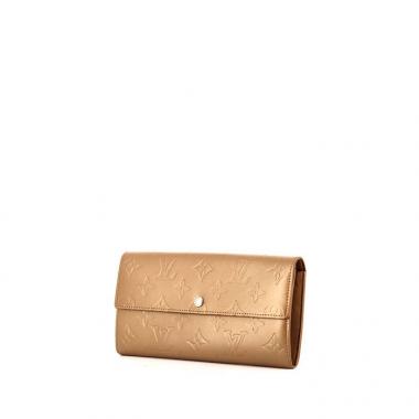 Portefeuille Louis Vuitton Sarah en cuir vernis monogram beige