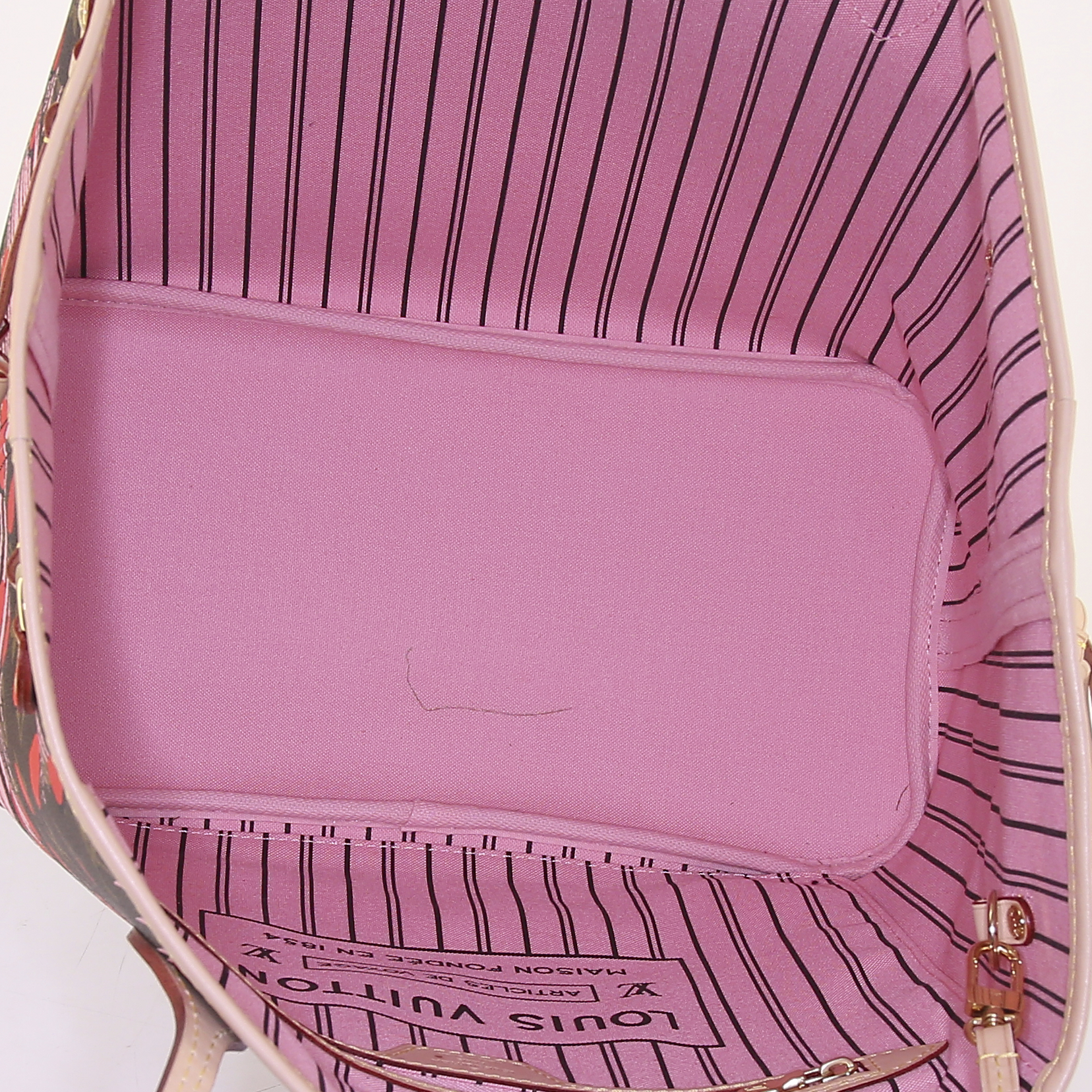 Bolso Cabás Louis Vuitton Neverfull modelo mediano en lona Monogram marrón y cuero natural - Detail D2