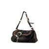 Dior Gaucho bag worn on the shoulder or carried in the hand in black leather and brown piping - 00pp thumbnail