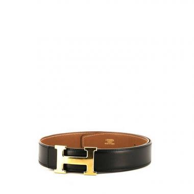 Cinturón Hermès en cuero box negro