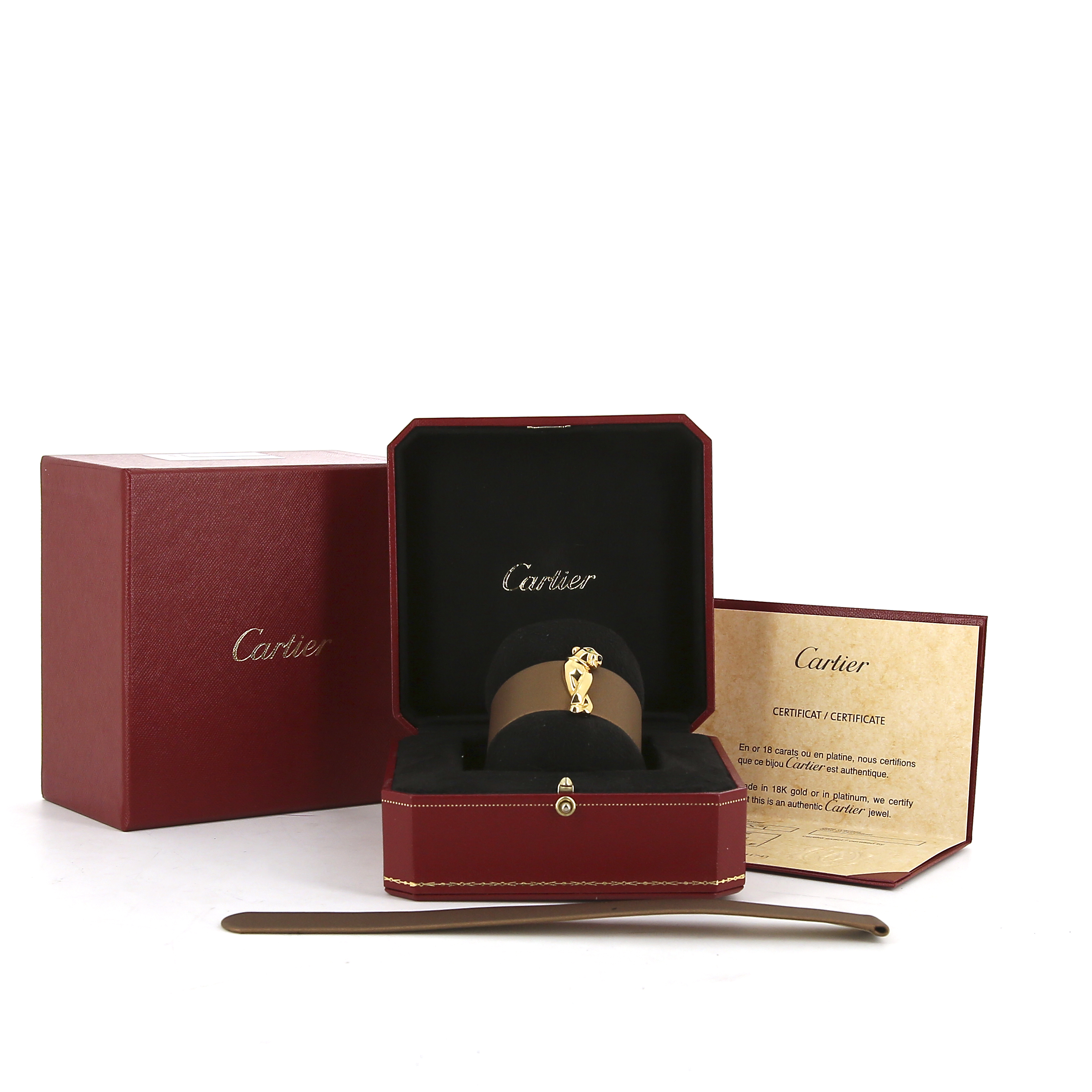 Cartier Panthère cuff bracelet in yellow gold, onyx and tsavorites - Detail D2