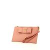 Prada Bow pouch in pink leather saffiano - 00pp thumbnail