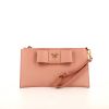 Prada Bow pouch in pink leather saffiano - 360 thumbnail