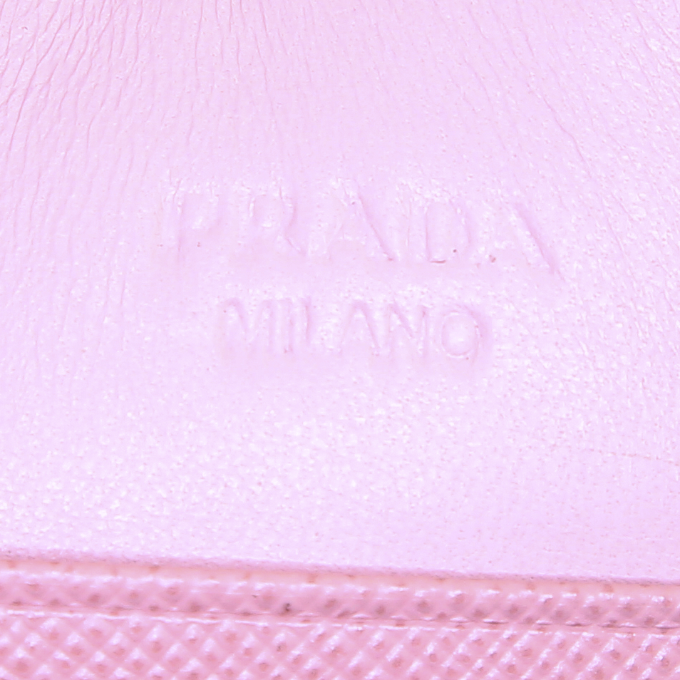 Prada Bow pouch in pink leather saffiano - Detail D3